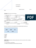 Ikalawang Markahang Pagsusulit English 3