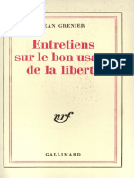 Entretiens Sur Le Bon Usage de La Liberté (Jean Grenier)