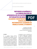 Refuerzo Académico Y La Consolidación de Aprendizajes de Matemática en Estudiantes de Básica Media