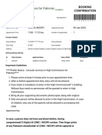 High Commission For Pakistan, London - Booking Confirmation