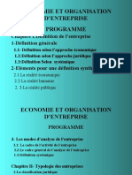 Economie Et Organisation D'Entreprise Programme: Chapitre I:Définition de L'entreprise 1-Définition Générale