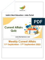 Weekly Current Affairs 11th September 2022 To 17th September 2022