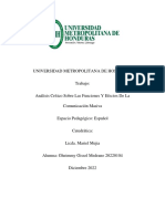 Analisis Critico de Las Funciones y Efectos de La Comunicación Masiva