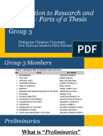 Group 3 - Introduction To Research and Statistics (Parts of A Thesis)