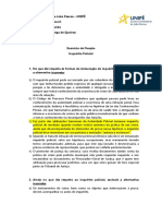 Processo Penal I - Exercício de Fixação (Inquérito Policial) - Gabarito