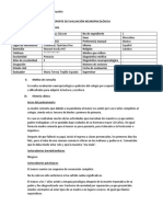 Ejemplo de REPORTE DE EVALUACIÓN NEUROPSICOLÓGICA