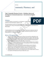 Chapter 1 Community Pharmacy Practice - Definition History and Development of Community Pharmacy International and Indian Notes PDF Noteskarts