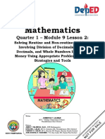 Math - Gr6 - Q1 - Module 09 L2 - Solving Routine and Non Routine Problems Involving Division of Decimals