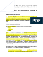 La Secuencia Didáctica en La Organización de Actividades de Aprendizaje