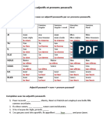 Les Pronoms Et Adjectifs Possessifs, Notes and Exercise