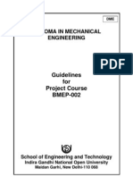 Diploma in Mechanical Engineering: Guidelines For Project Course BMEP-002