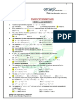 11TH Math Pair of Straight Line Home Assignment With Key