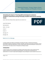 Evaluating The Impact of Teaching Methods Designed To Enhance Academic Achievement Among Philosophy Students With Diverse Learning Needs