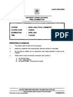 Course Course Code Examination Time Basic Analytical Chemistry CHM256 APRIL 2009 3 Hours