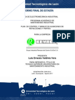 Reporte Final de Estadia Plan de Control Y Manejo de Almacenes de Partes y Refacciones Universidad Tecnologica de Leon