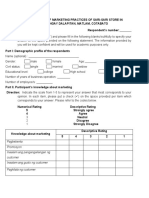 Questionnaire ASSESSMENT OF MARKETING PRACTICES