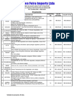 Orçamento: #Item Descritivo Quantida DE Valor Unitario Valor Total
