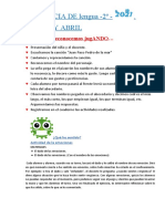 Diagnóstico Lengua Segundo Primer Trimestre 2021, VENDIMIA