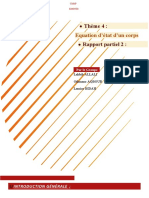 Equation D'état D'un Corps: Thème 4: Rapport Partiel 2