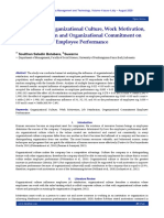 The Effect of Organizational Culture, Work Motivation, Job Satisfaction and Organizational Commitment On Employee Performance