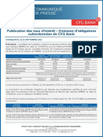 CFG Bank Publication Des Taux Dinteret - Emission Dobligations Subordonnees de CFG Bank