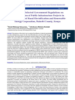 Influence of Selected Government Regulations On Implementation of Public Infrastructure Projects in Kenya: A Case of Rural Electrification and Renewable Energy Corporation, Nairobi County, Kenya