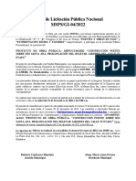 Aviso de Licitación Publica PUENTE SOBRE RÍO SANTA ANA MSPS