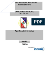 Oronel Fabriciano MG Agente Administrativo Prova