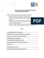 U7. Organización y Gestión de La Prevención en La Empresa. Actuación en Caso de Accidente