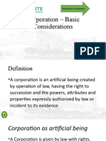 Corporation-Basic Consideration