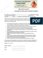 ACTA DE COMPROMISO DE PADRES DE FAMILIA PARA EL REFUERZO ACADÉMICO 2do BGU