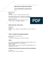 25 Nombres de Instituciones de Guatemala