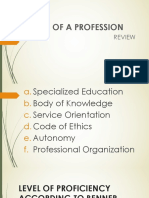 Criteria of A Profession (NRG106)