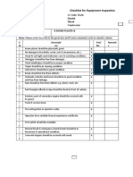 Checklist For Equipment Inspection BOOM PLACER