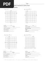 Infinite Algebra 2 - HW - Graphing Quadratic Functions in Vertex Form