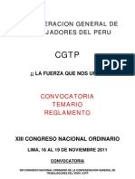 Convocatoria y Reglamento Del XIII Congreso de La CGTP