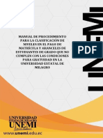 Manual de Procedimiento para La Clasificación de Niveles en El Pago de Matrícula y Aranceles de Estudiantes de Grado