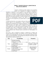 Actividad Programa de Limpieza y Desinfección en El Laboratorio de Análisis de Alimentos 1