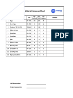 Material HandOver Sheet