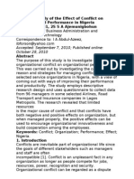 Empirical Study of The Effect of Conflict On Organizational Performance in Nigeria