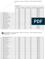 Classificação Geral Edital 006 - 2022 - Sesa - Superior - Ampla Concorrência