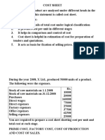 Cost Sheet 1