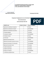 Programme Des Cours de Biochimie Clinique 4éme Année