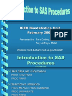 Introduction To Sas Procedures: 1