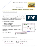 PC 1ère CD - P6,7 Energie Potentielle Électrostatique