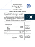 Accomplishment Report SCHOOL PAPER