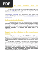 Problème de Santé Mentale Chez Les Adolescents