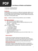 Dual Nature of Matter and Radiation