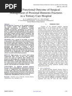 Study of Functional Outcome of Surgical Management of Proximal Humerus Fractures in A Tertiary Care Hospital