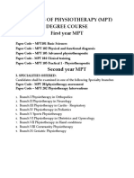 Masters of Physiotherapy (MPT) Degree Course First Year MPT